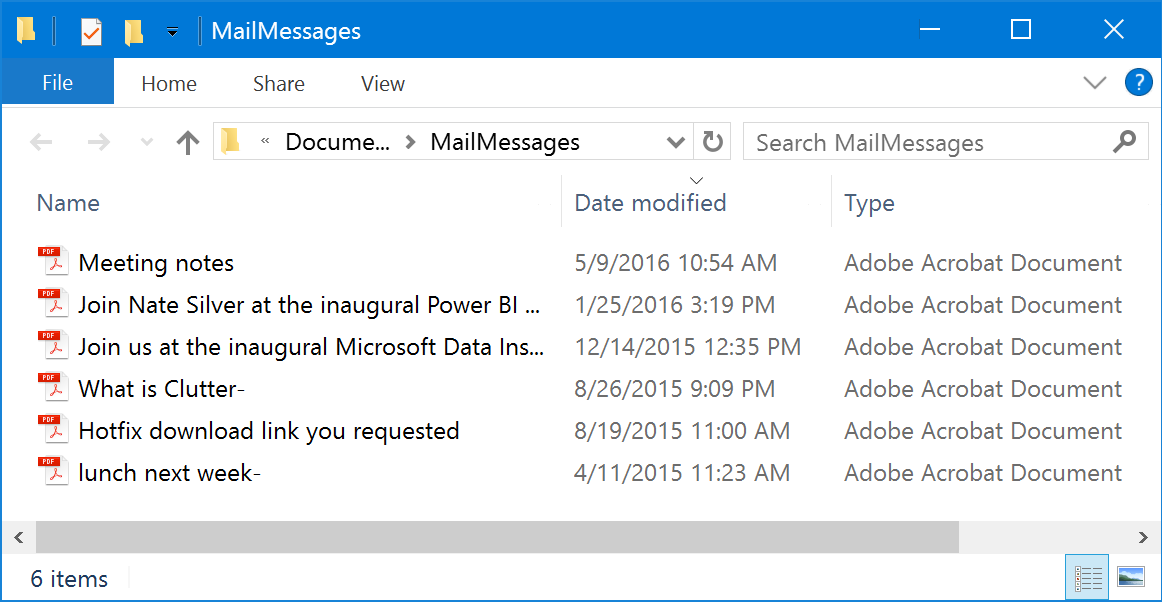 saving outlook email as pdf